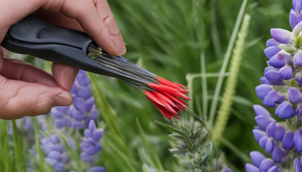 Cutting Lupine Flower Spikes