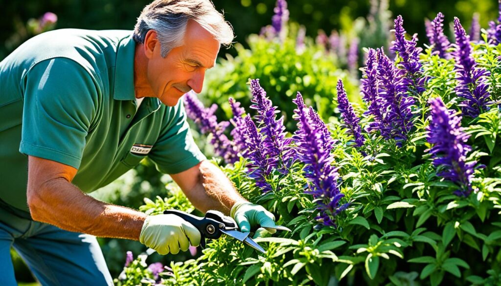 Salvia plant pruning