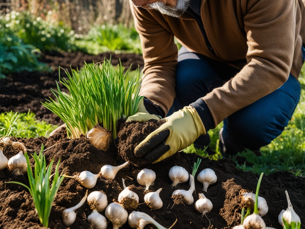 harvesting garlic