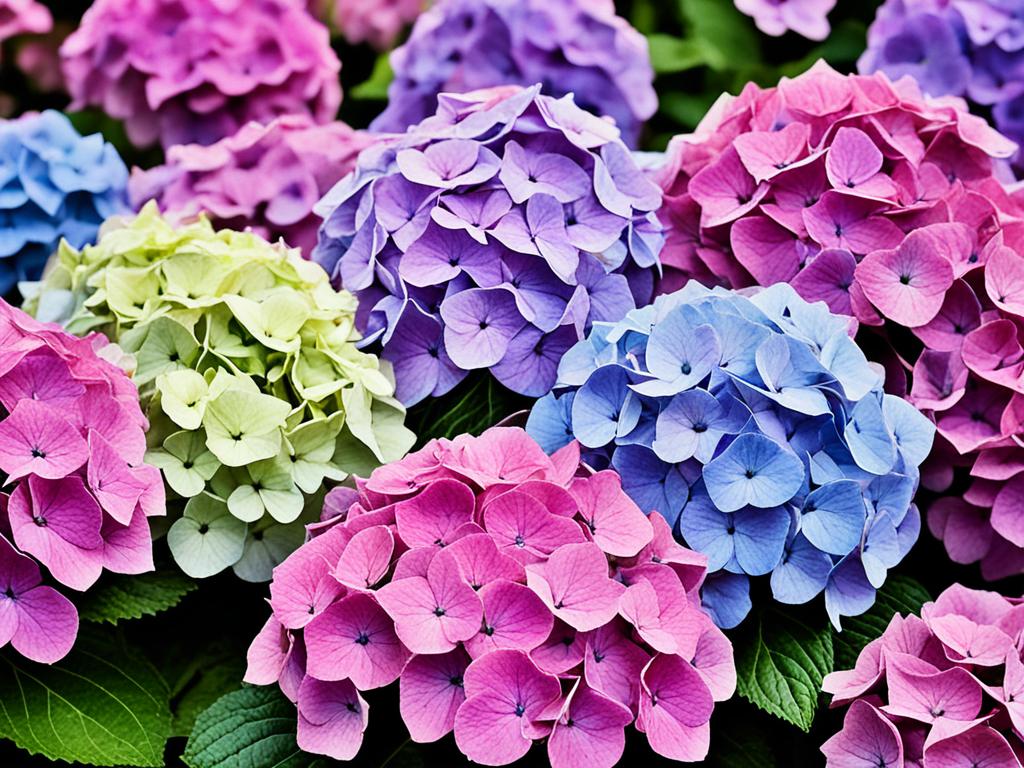 hydrangea multicolored blooms