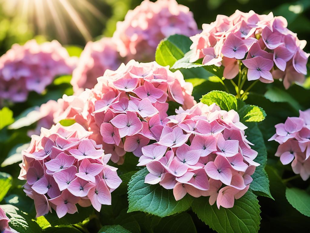 pink hydrangea blooms