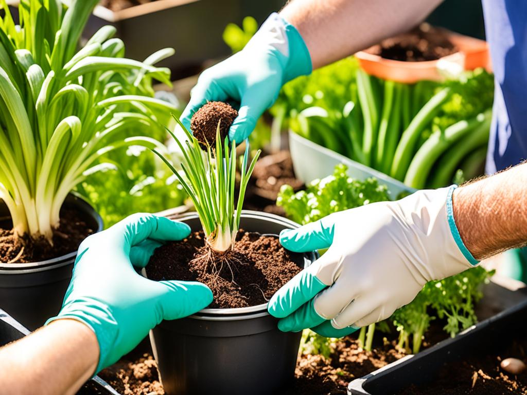 transplanting onion cuttings